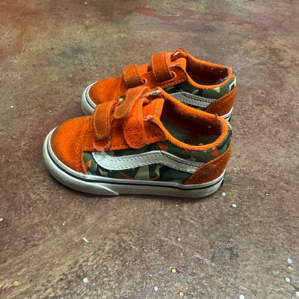 Kids Camouflage Orange Sneakers